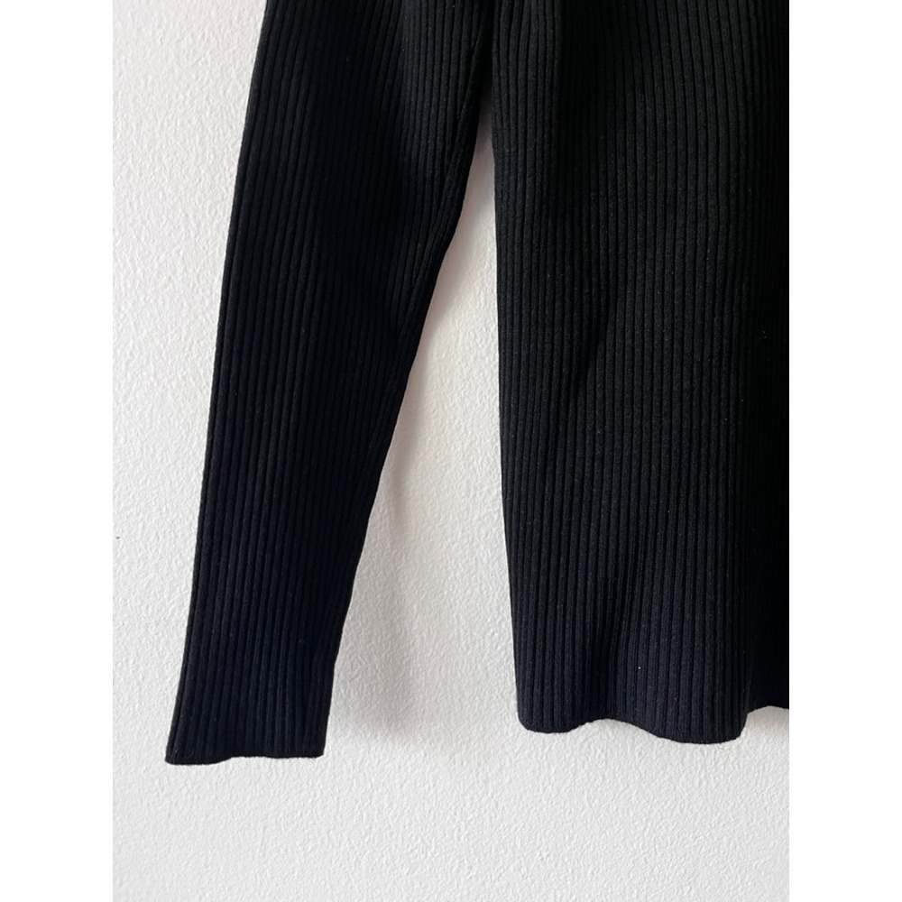 Everlane Ribbed Knit Turtleneck Sweater Wool Blend Black size large - Picture 5 of 12